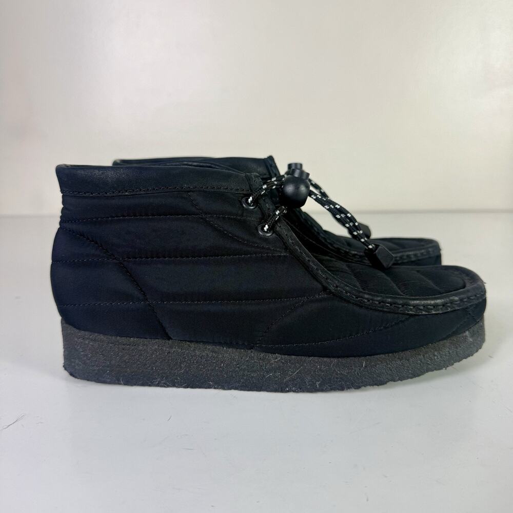 Clarks Originals Wallabee Quilted Nylon Ankle Boots Women 8.5 Black Toggle Crepe